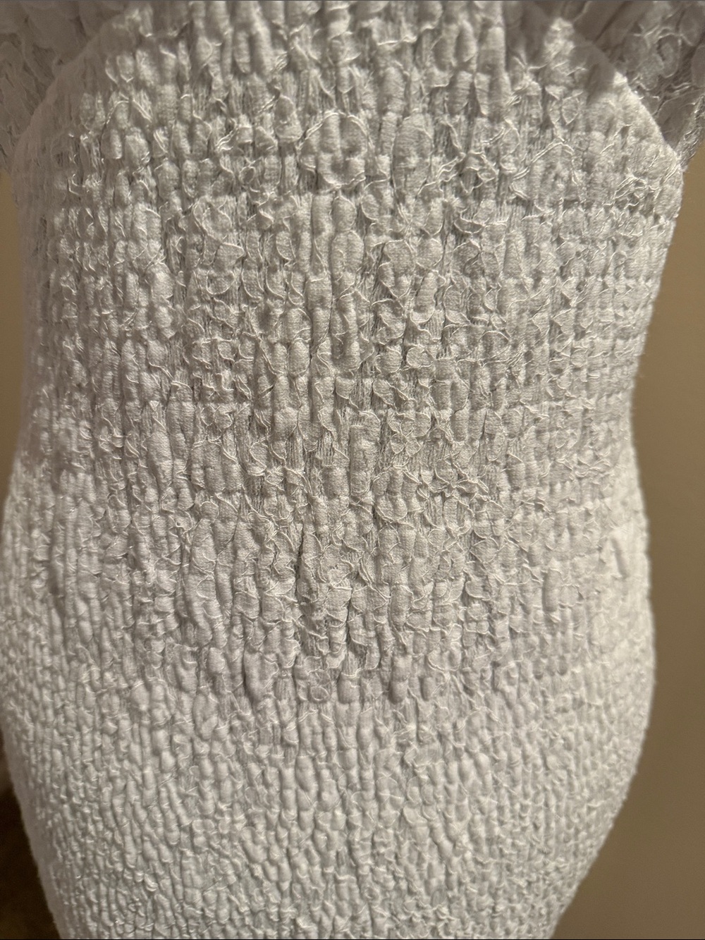 Simplee Apparel White Lace Smocked Midi Dress with Ruffle Hem - Picture 7 of 9